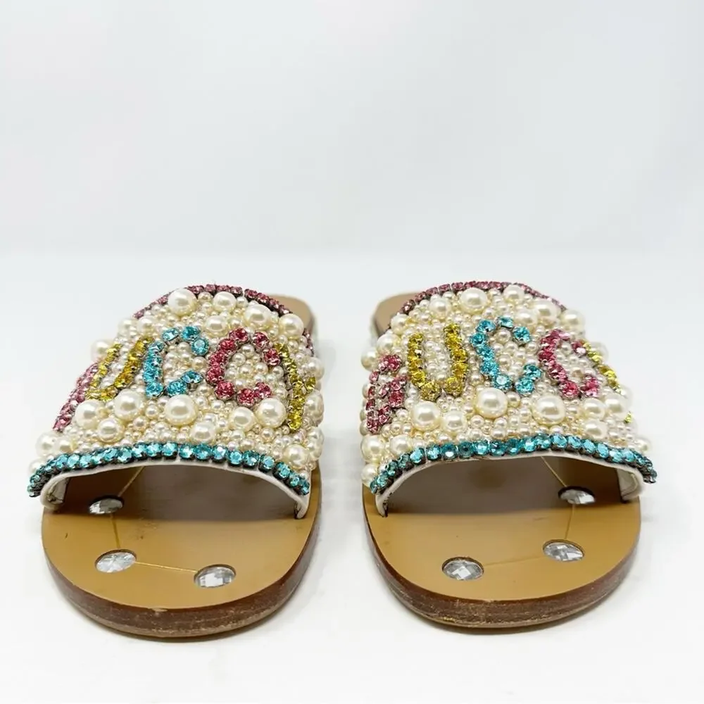 Gucci Pearl Crystal Slide Sandals Womens Size EU 37 - Picture 2 of 15